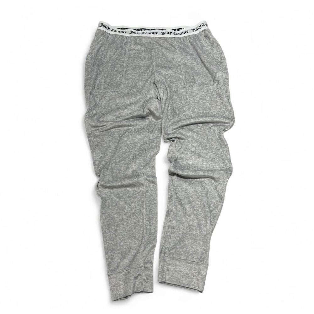 Juicy Couture Womens Grey Heathered Logo Waistband Sleepwear Jogger Pants Medium